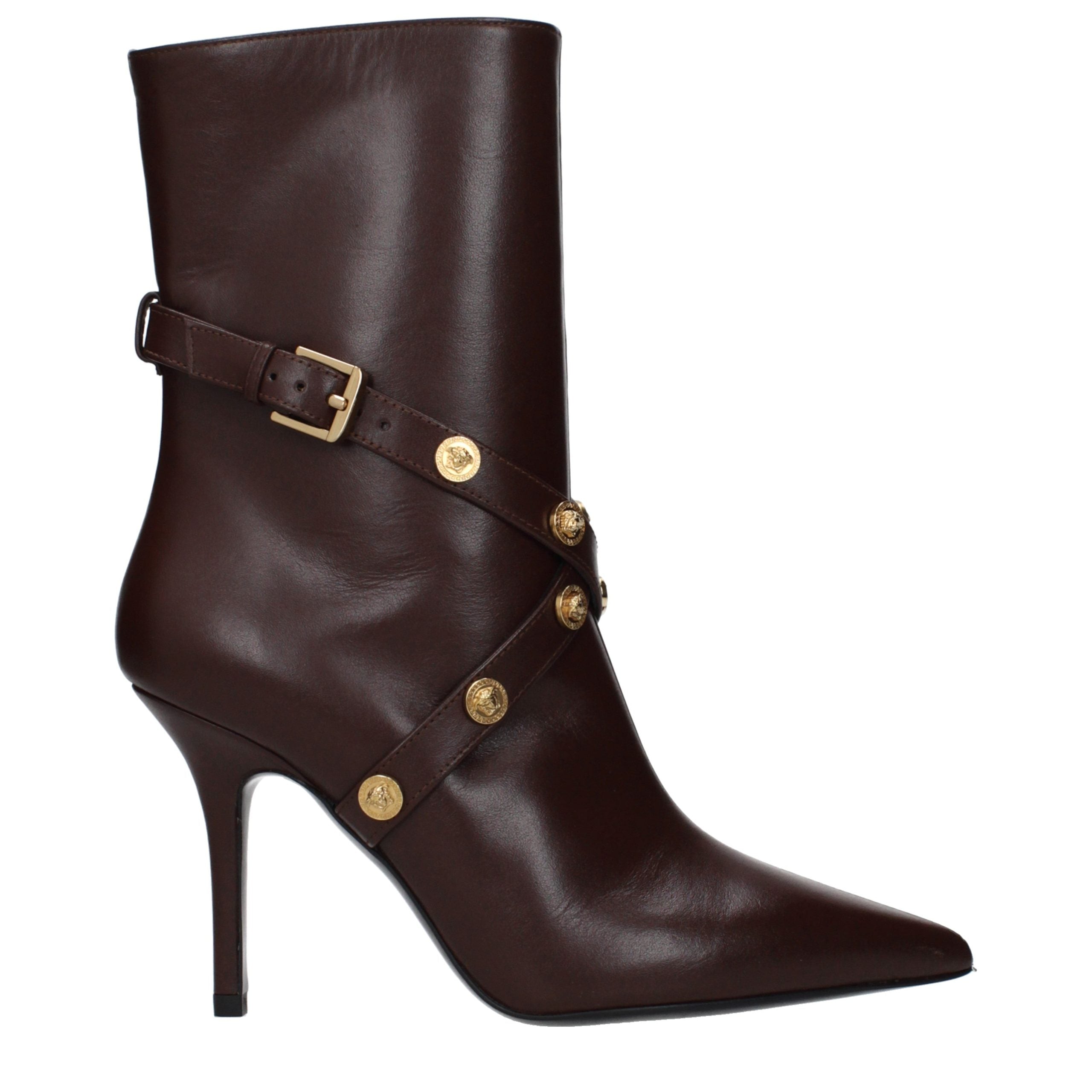 Versace Braune Lederstiefeletten