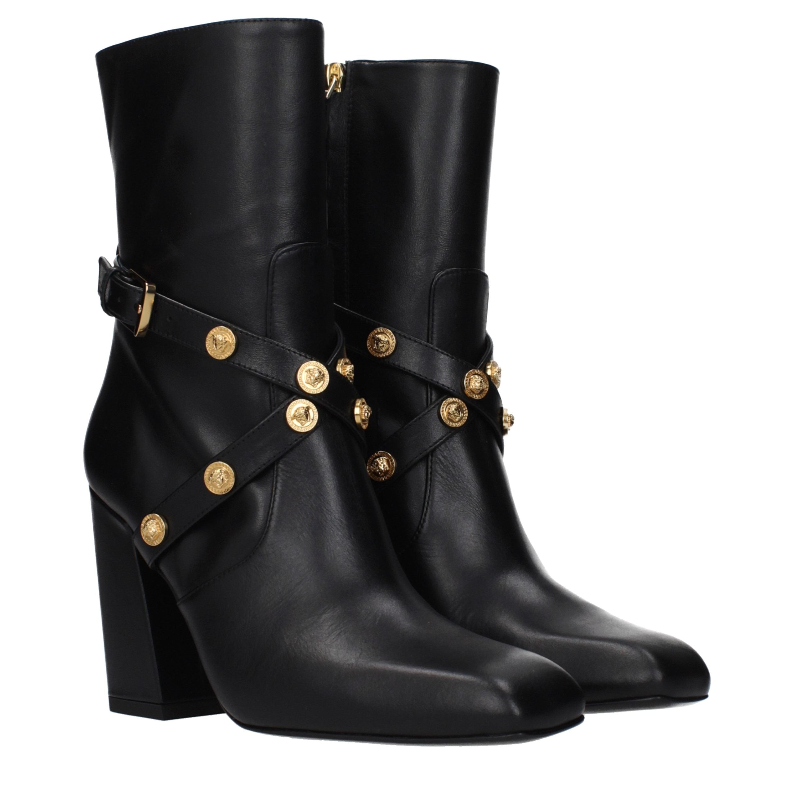 Versace Schwarze Leder-Stiefeletten