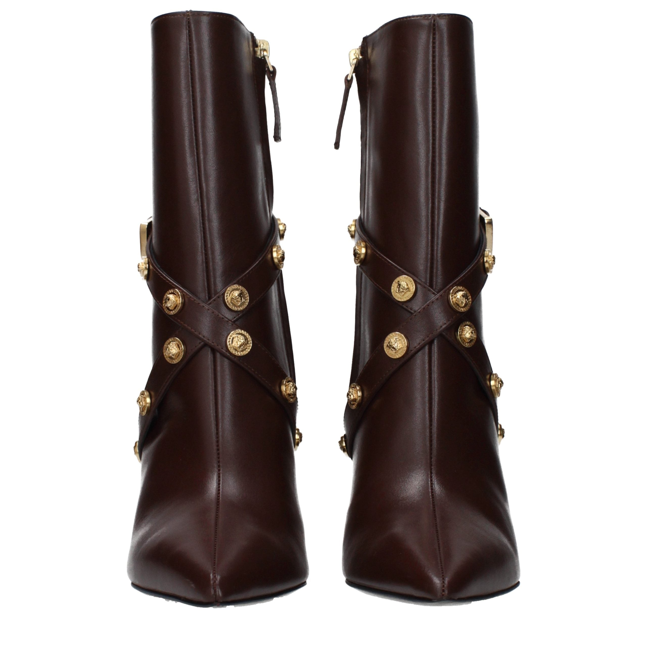 Versace Braune Lederstiefeletten