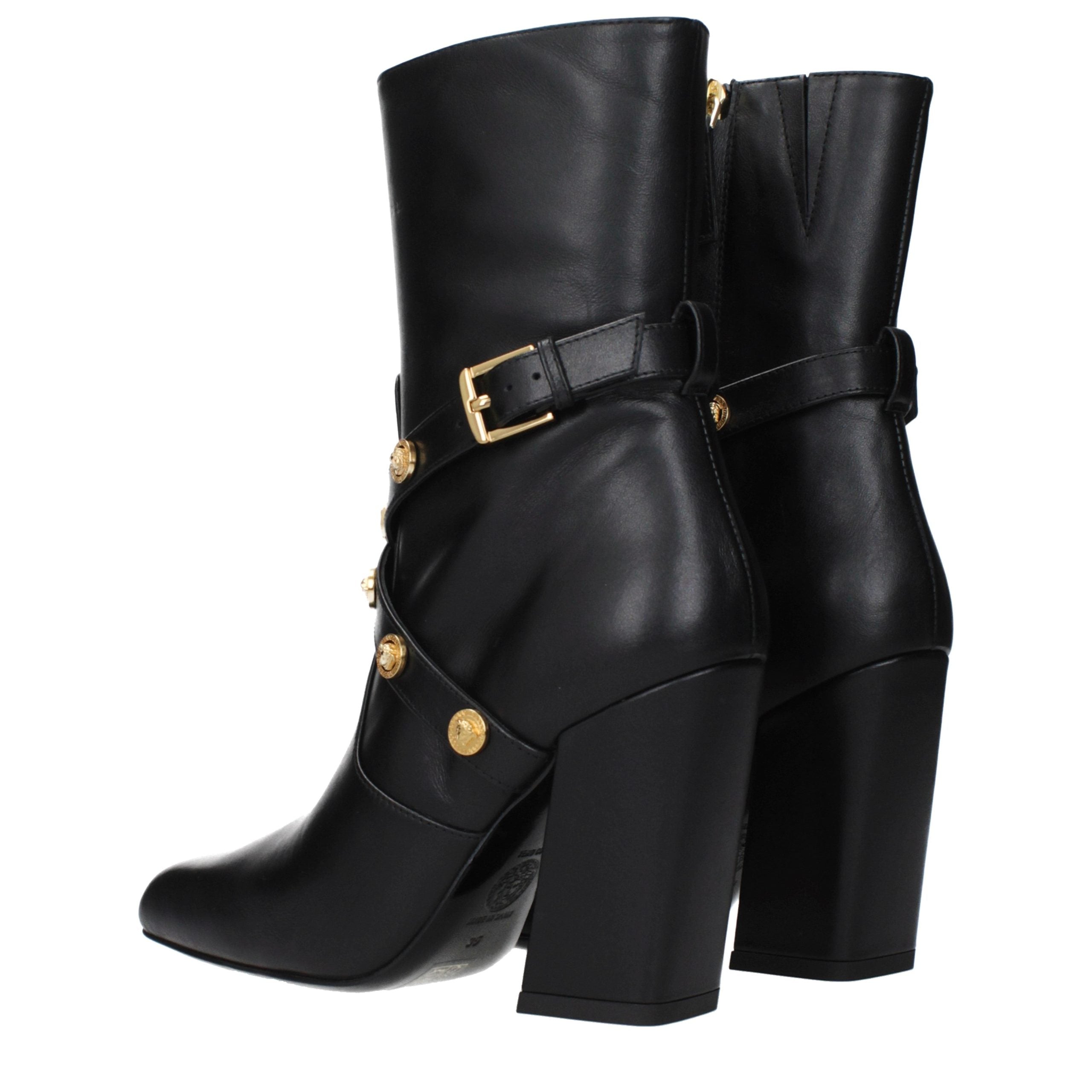 Versace Schwarze Leder-Stiefeletten