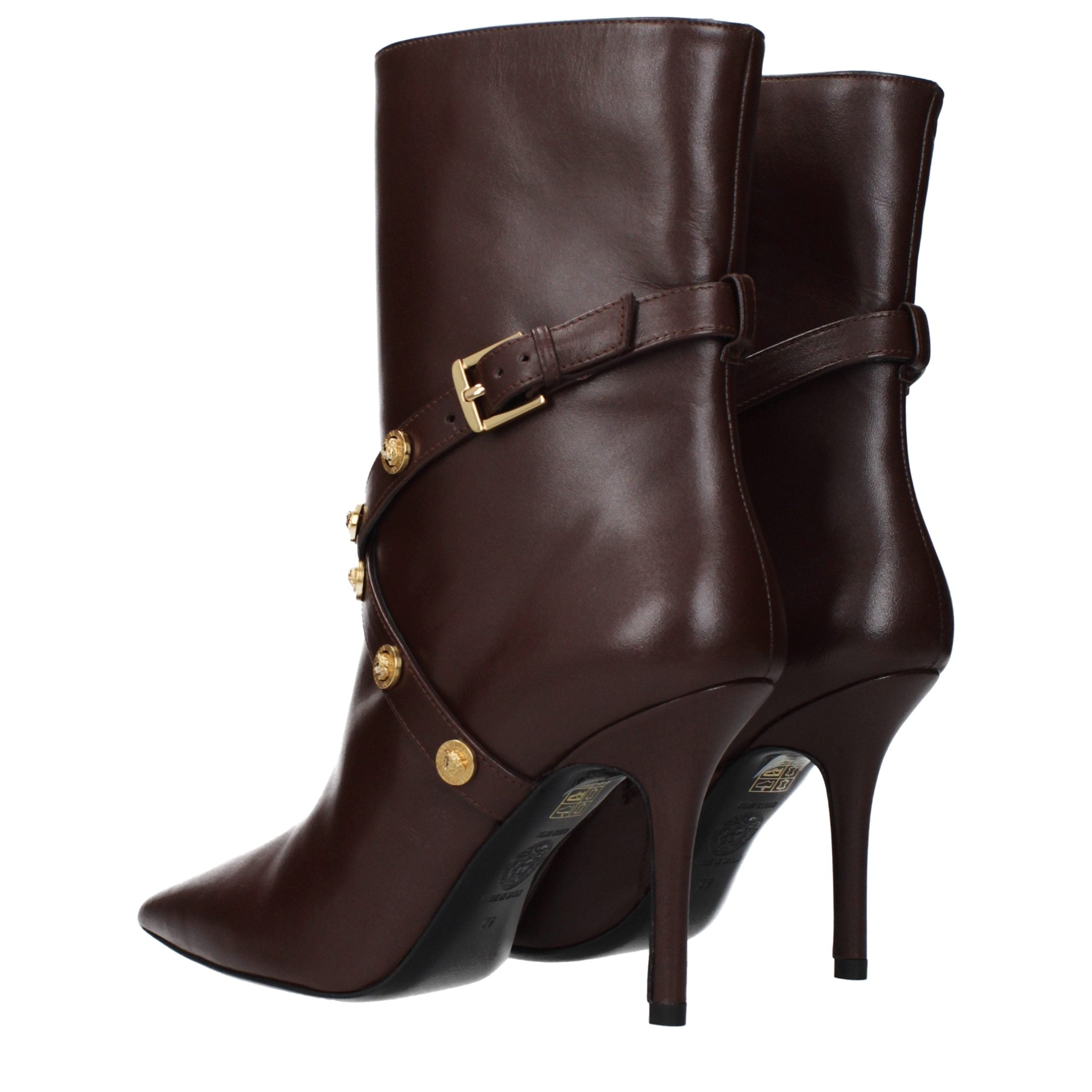 Versace Braune Lederstiefeletten