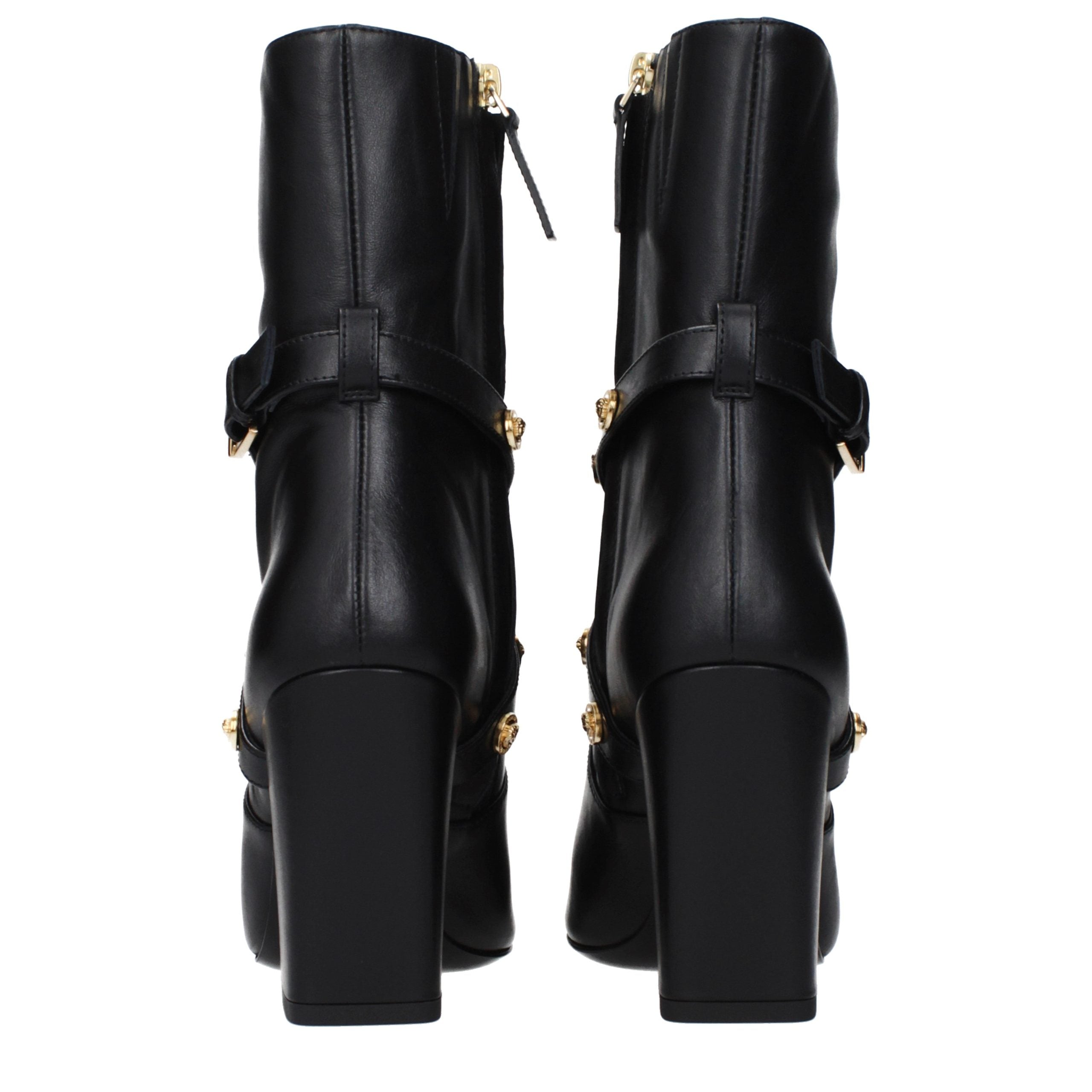 Versace Schwarze Leder-Stiefeletten