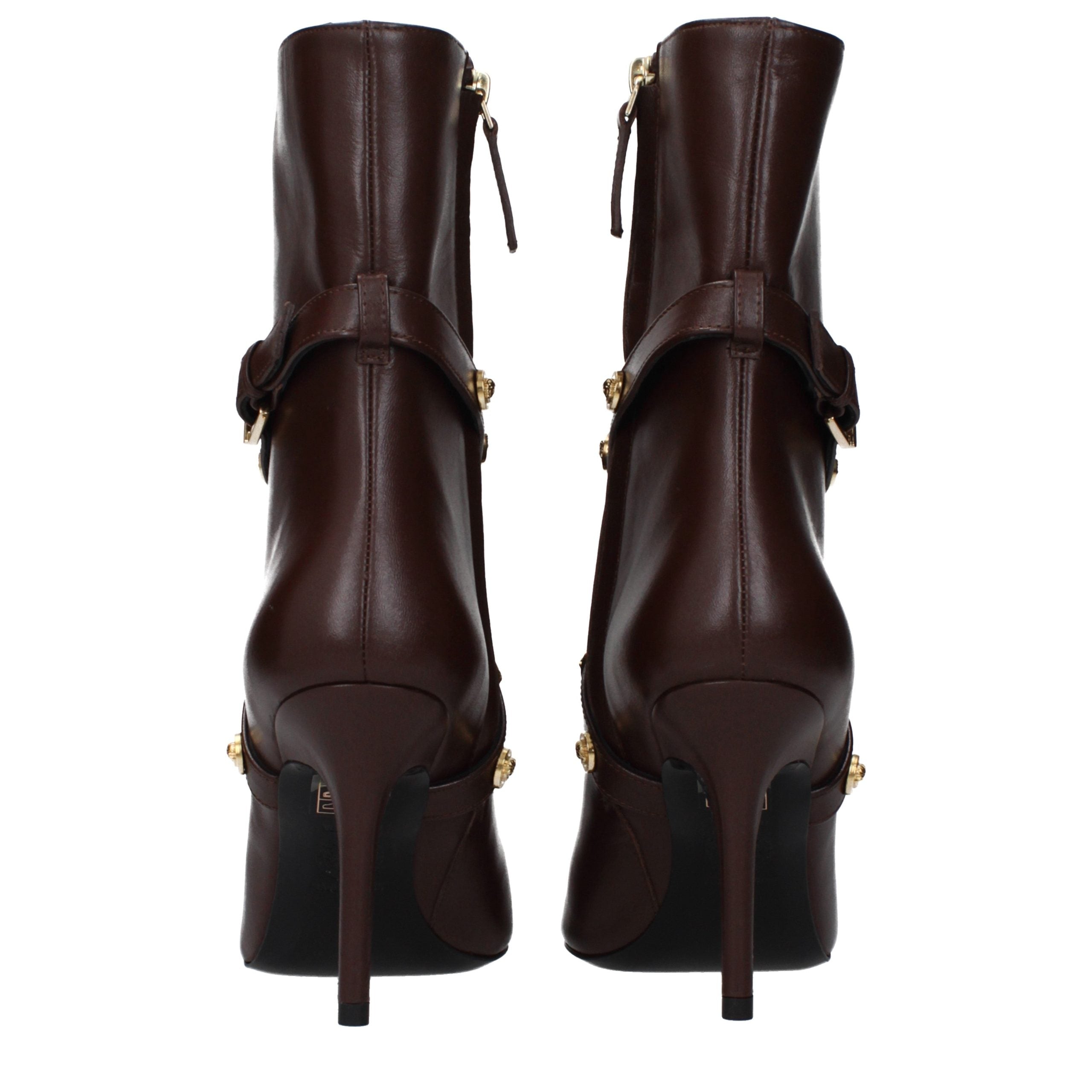 Versace Braune Lederstiefeletten