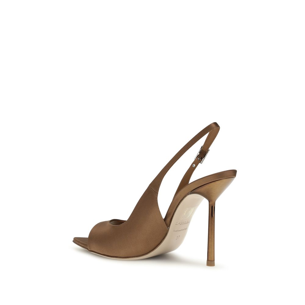 LE SILLA Braune Stilettosandalen aus Seide