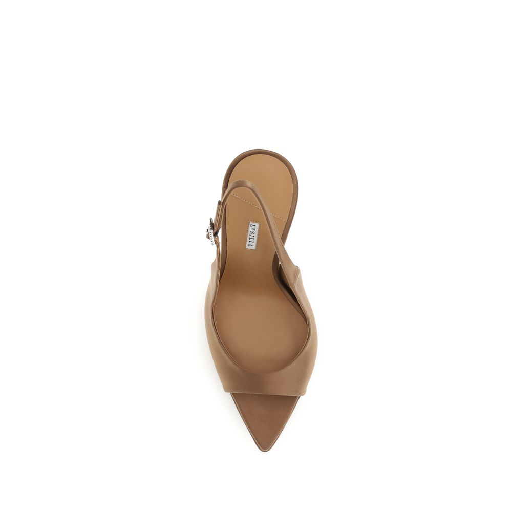 LE SILLA Braune Stilettosandalen aus Seide