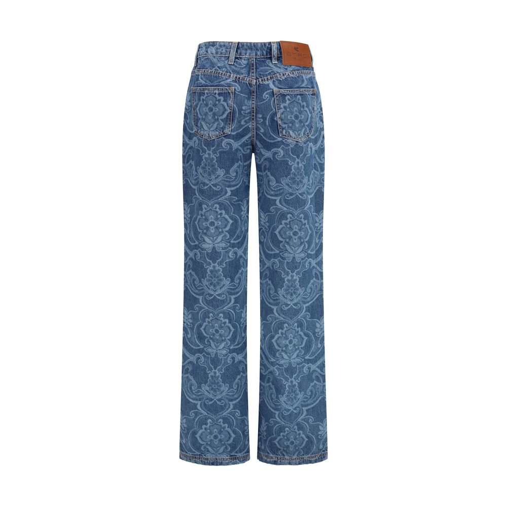 Etro Blaue Baumwoll-Jeans mit ausgestelltem Bein