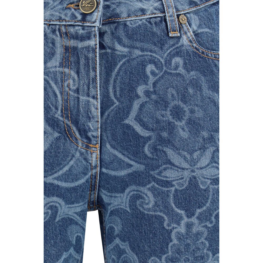 Etro Blaue Baumwoll-Jeans mit ausgestelltem Bein