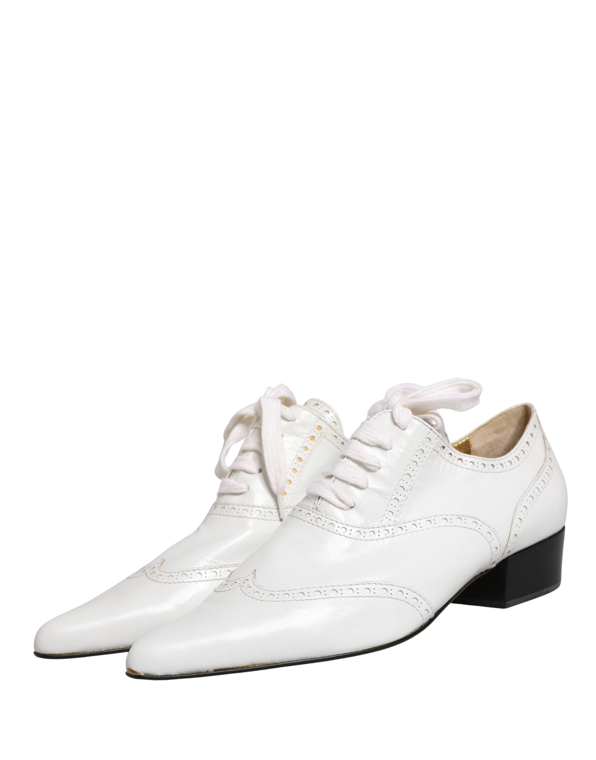 Dolce & Gabbana Weiße Leder Brogue Oxford Schnürschuhe