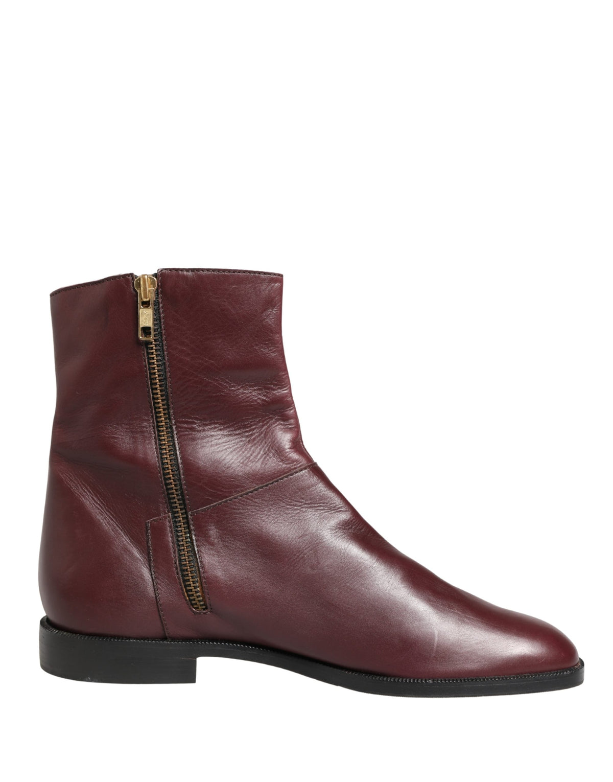 Dolce & Gabbana Maroon Leder Stiefeletten Biker Boots Schuhe