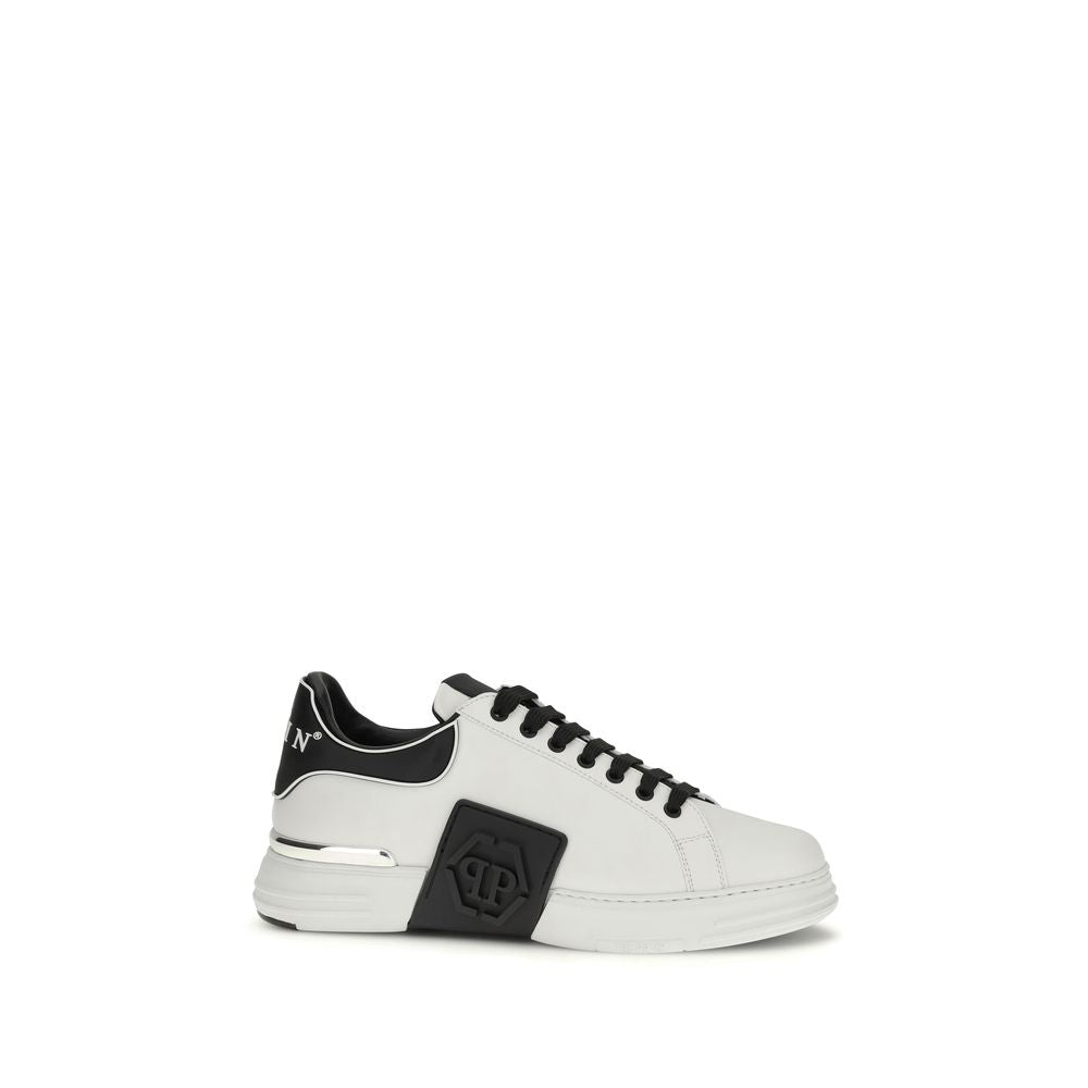 Philipp Plein Weiße Low-Top-Sneaker aus Kalbsleder Bos Taurus