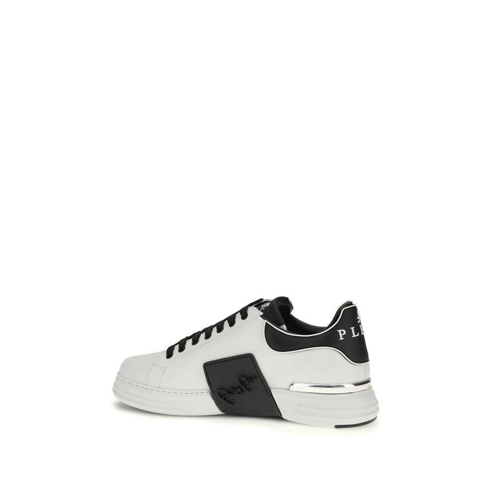 Philipp Plein Weiße Low-Top-Sneaker aus Kalbsleder Bos Taurus