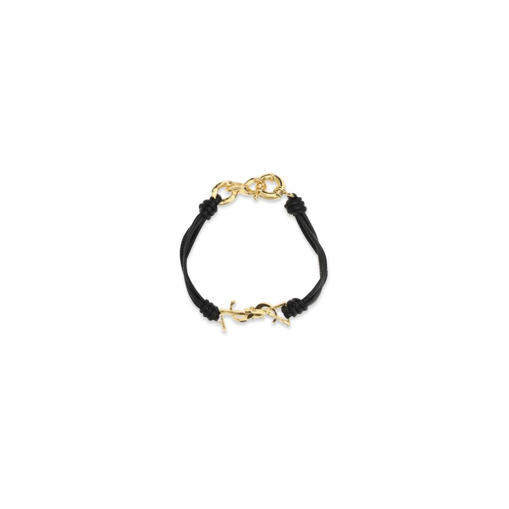 Saint Laurent Schwarzes Kalbsleder Bos Taurus Armband