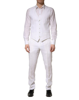 Dolce & Gabbana Weißer SARTORIA Leinen 2-Teiler Herren Anzug