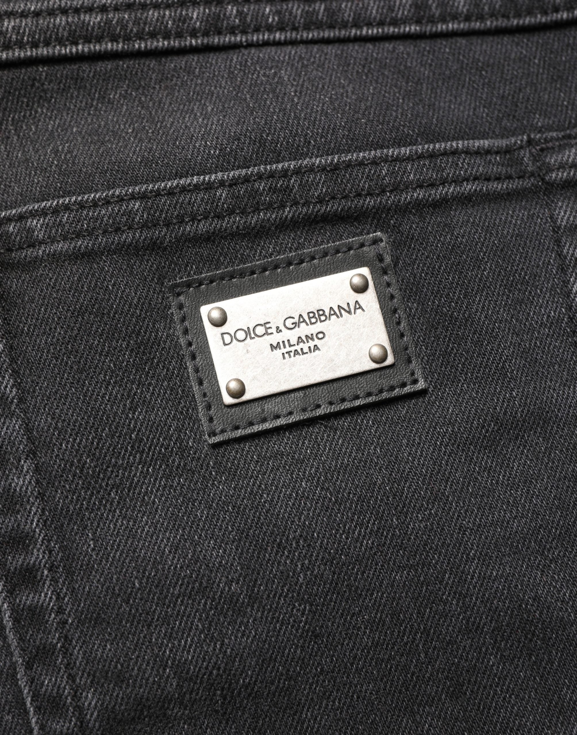 Dolce & Gabbana Schwarze Baumwoll Stretch Regular Skinny Jeans