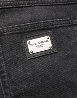 Dolce & Gabbana Schwarze Baumwoll Stretch Regular Skinny Jeans