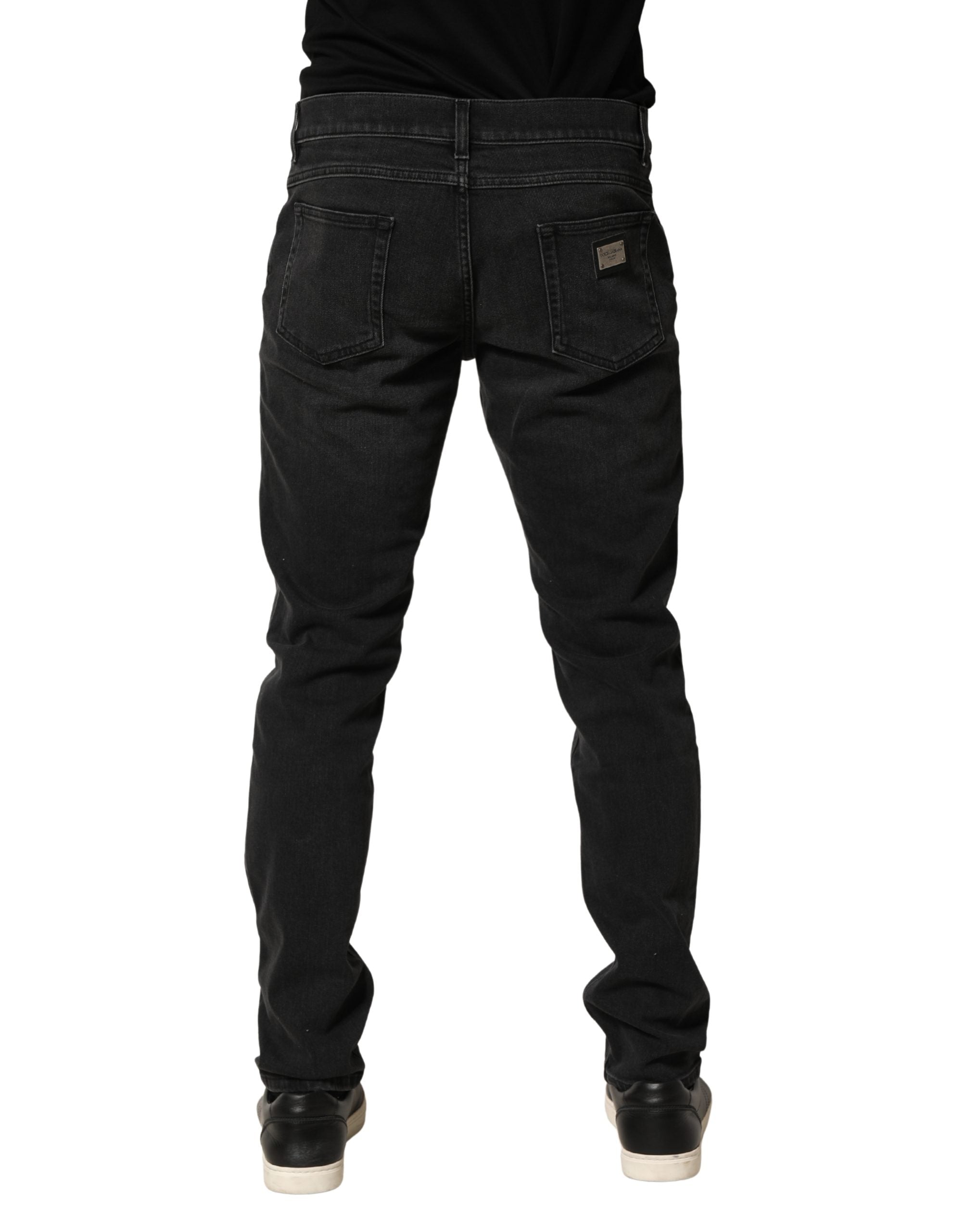 Dolce & Gabbana Schwarze Baumwoll Stretch Regular Skinny Jeans