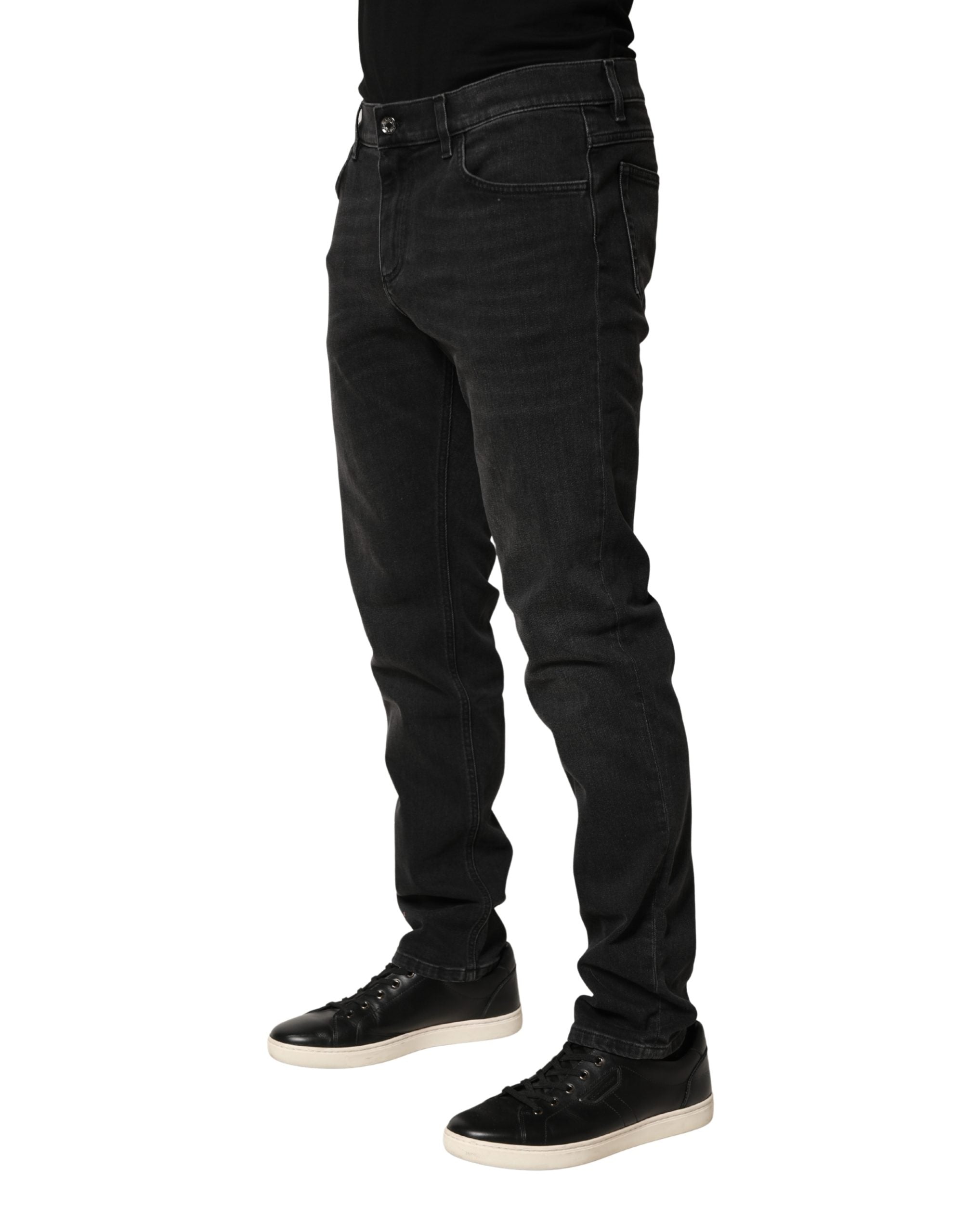 Dolce & Gabbana Schwarze Baumwoll Stretch Regular Skinny Jeans