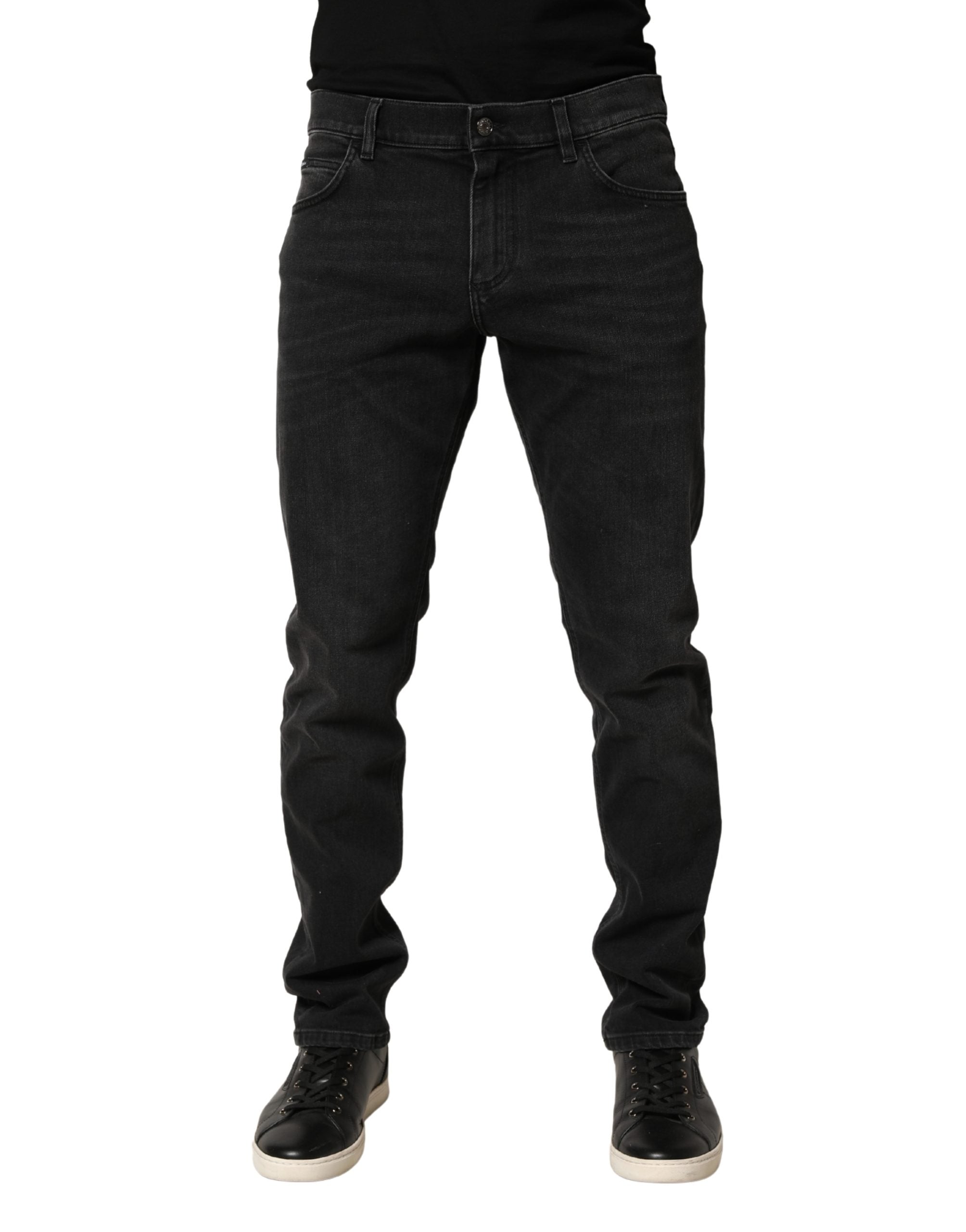 Dolce & Gabbana Schwarze Baumwoll Stretch Regular Skinny Jeans
