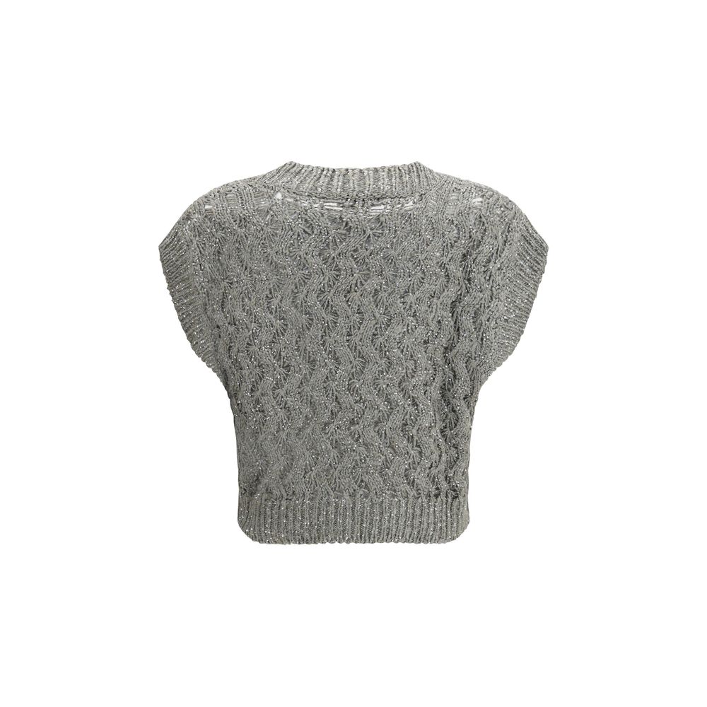 Brunello Cucinelli Zweifarbiger Seiden-Sweatshirt