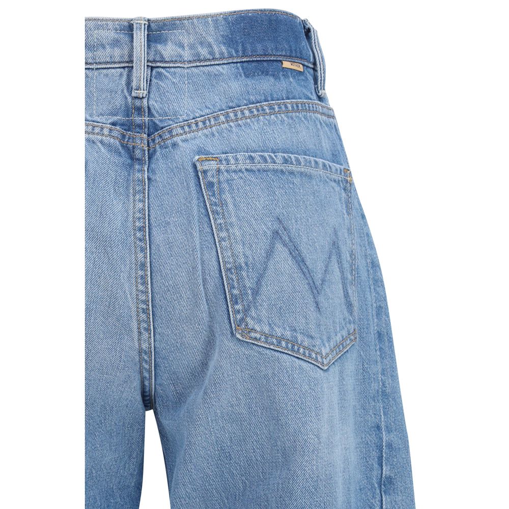 Mother Denim Blaue Cropped Jeans aus Baumwolle