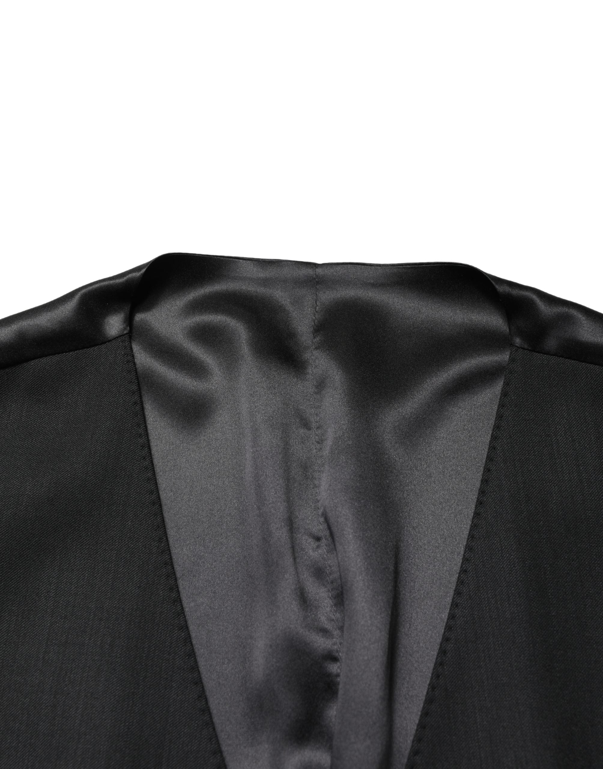 Dolce & Gabbana Schwarzer Woll-Weste für Herren mit Einreiher