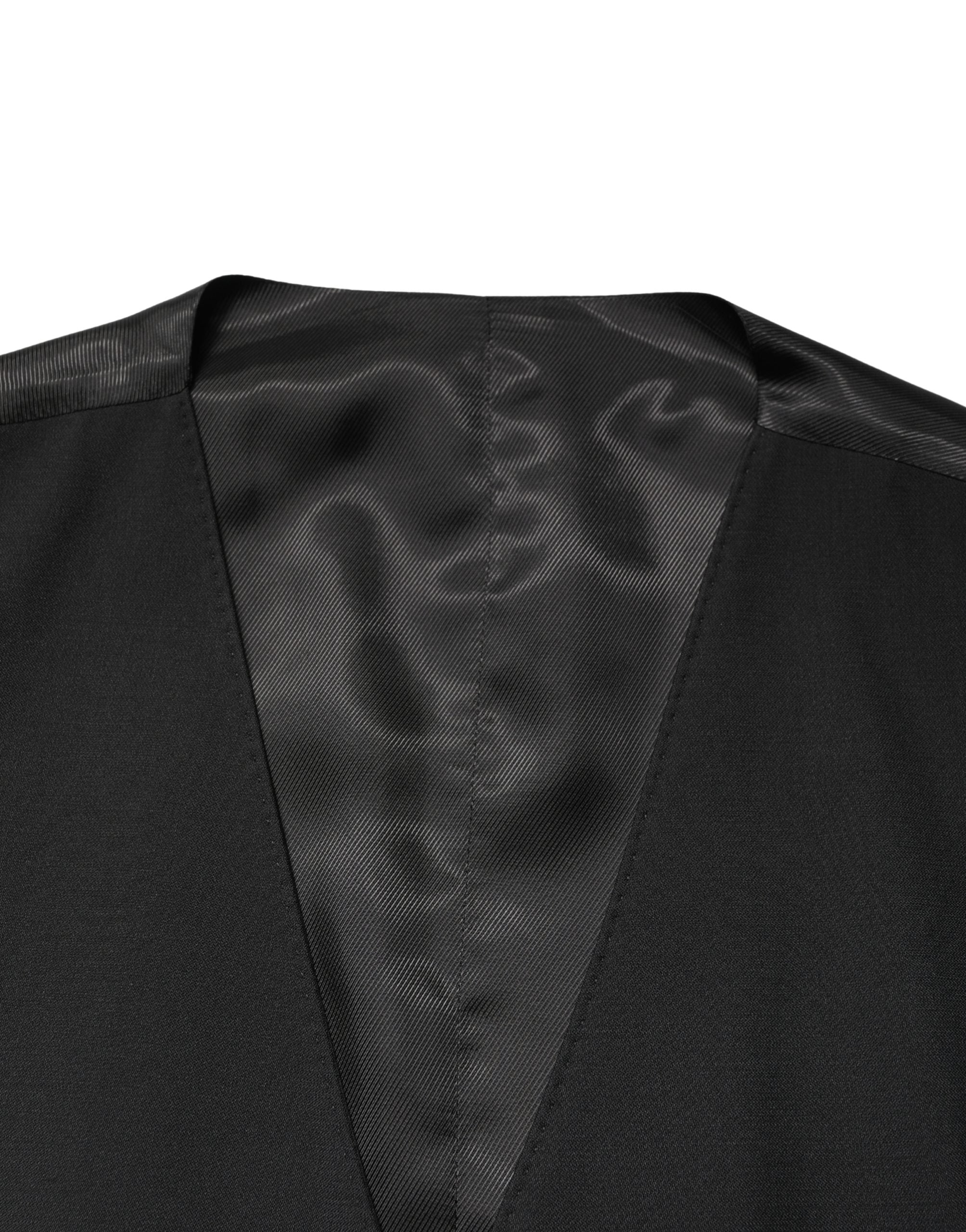 Dolce & Gabbana Schwarzer Woll-Weste für Herren mit Einreiher