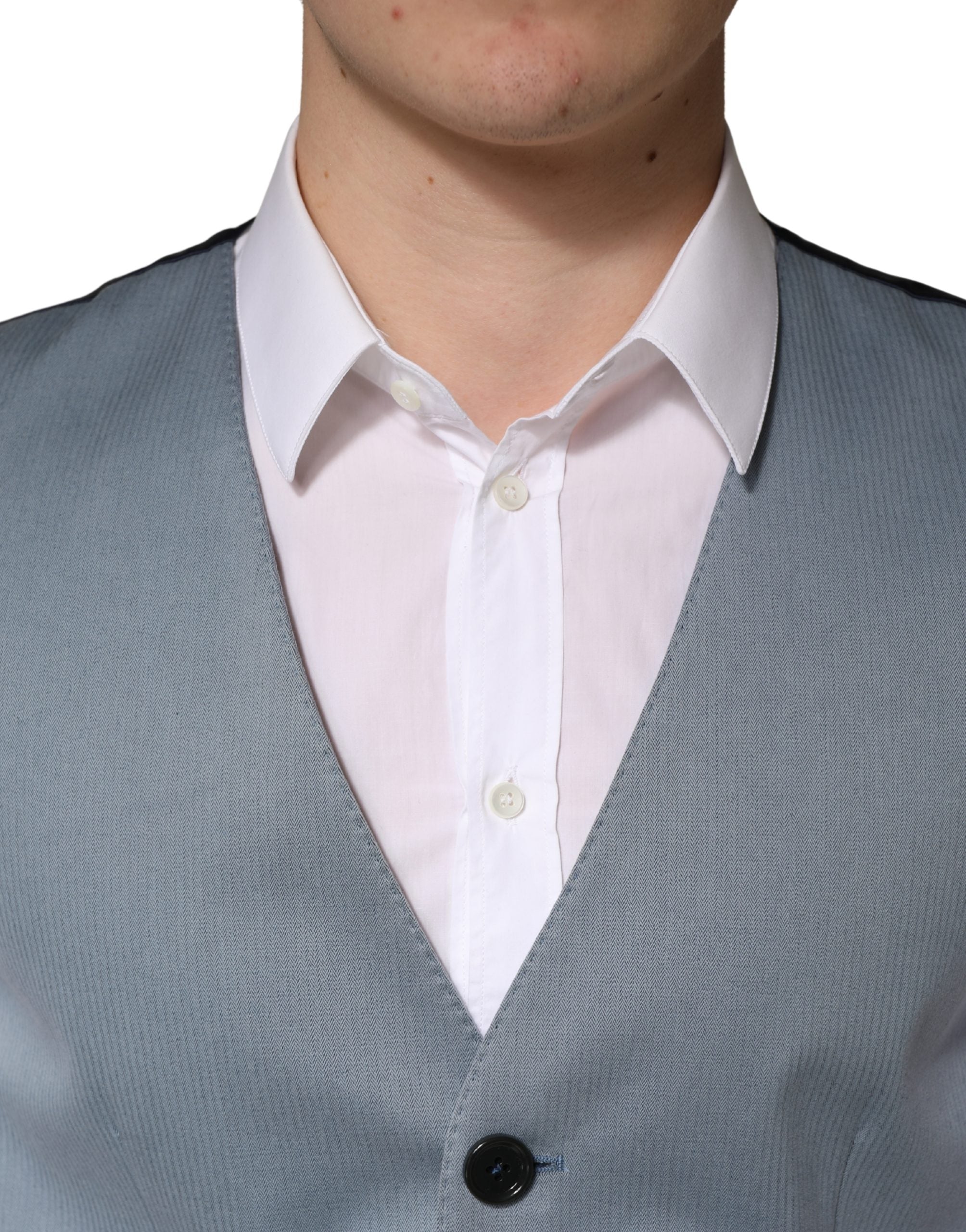 Dolce & Gabbana Graue Woll-Weste für Herren mit Einreiher