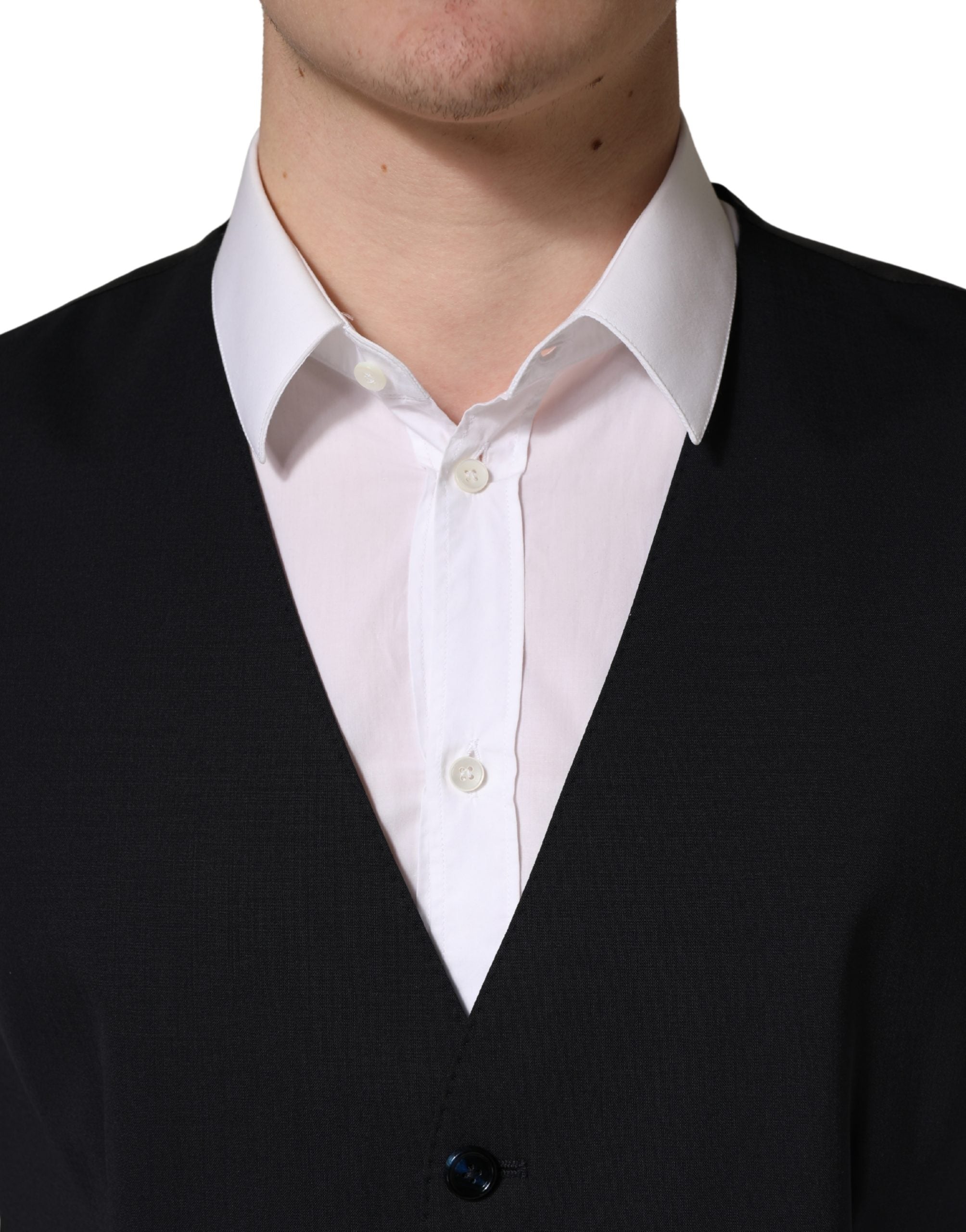 Dolce & Gabbana Schwarze Wollweste mit schmaler Passform