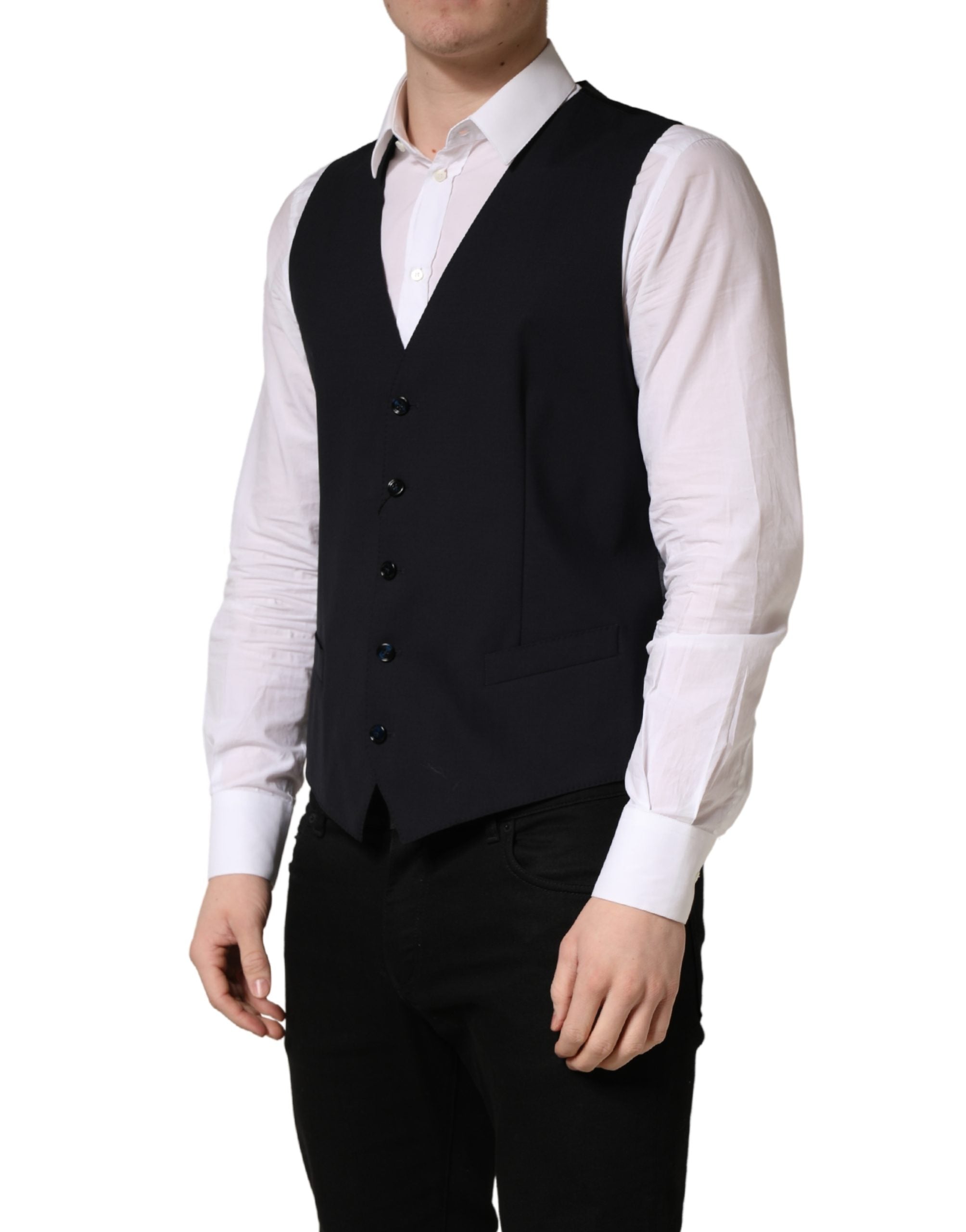 Dolce & Gabbana Schwarze Wollweste mit schmaler Passform