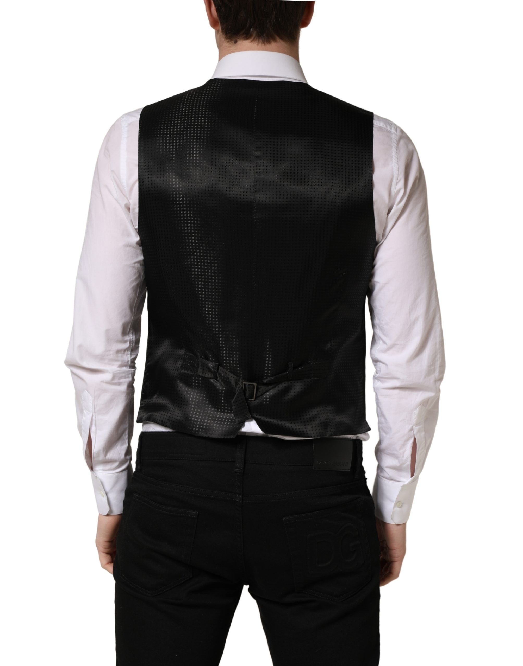 Dolce & Gabbana Schwarze Wollweste mit schmaler Passform