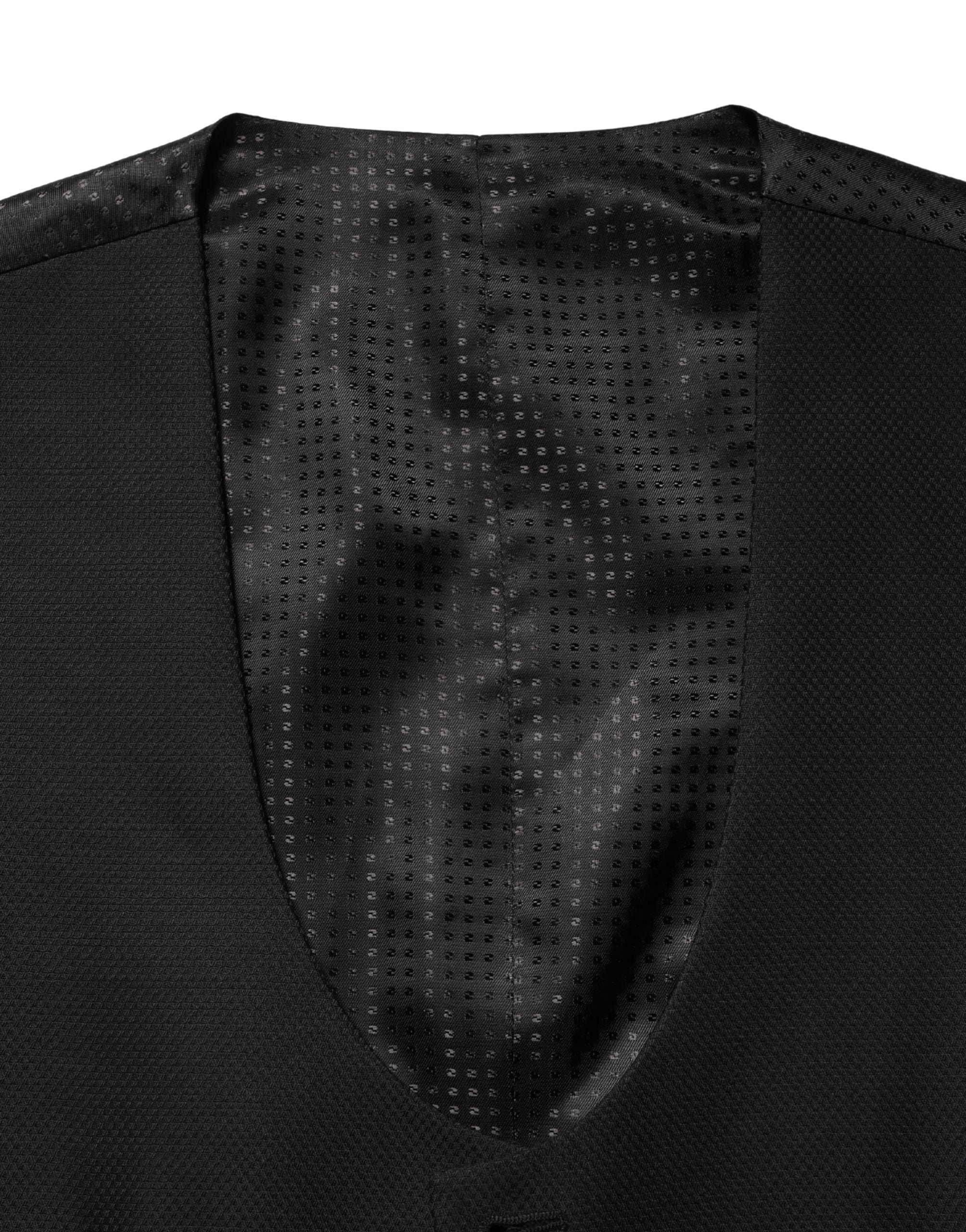 Dolce & Gabbana Schwarze Wollweste mit schmaler Passform