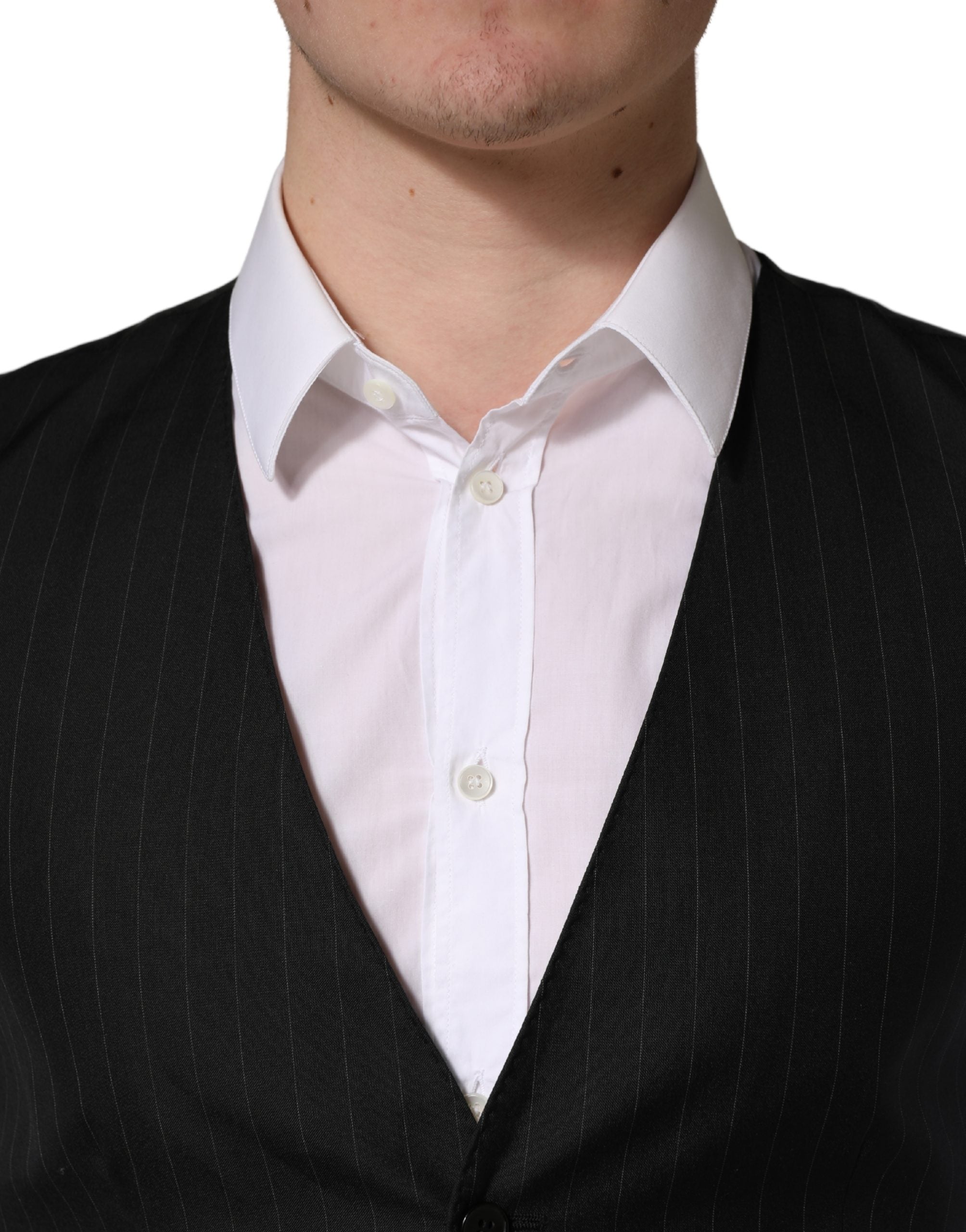 Dolce & Gabbana Schwarze Weste mit Streifen, einreihig
