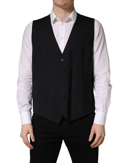 Dolce & Gabbana Schwarze Wollweste mit schmaler Passform