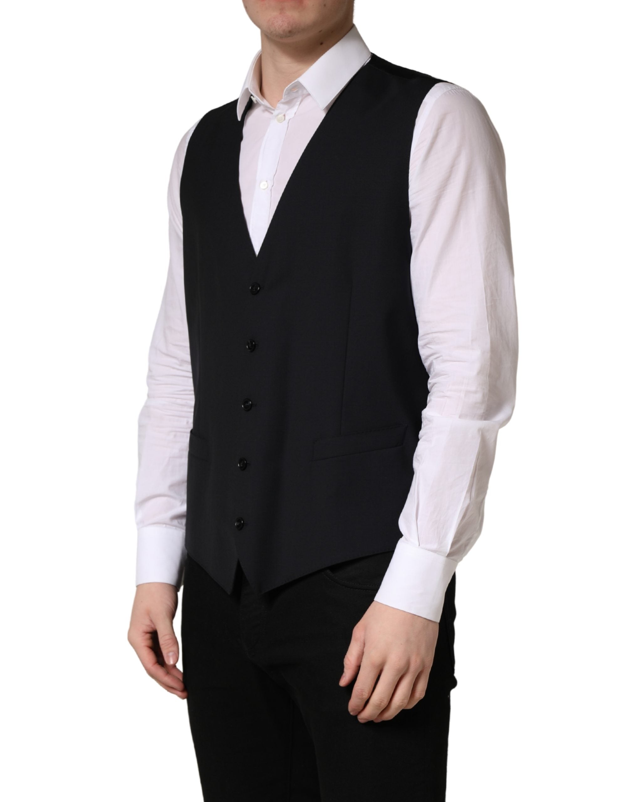 Dolce & Gabbana Schwarze Wollweste mit schmaler Passform
