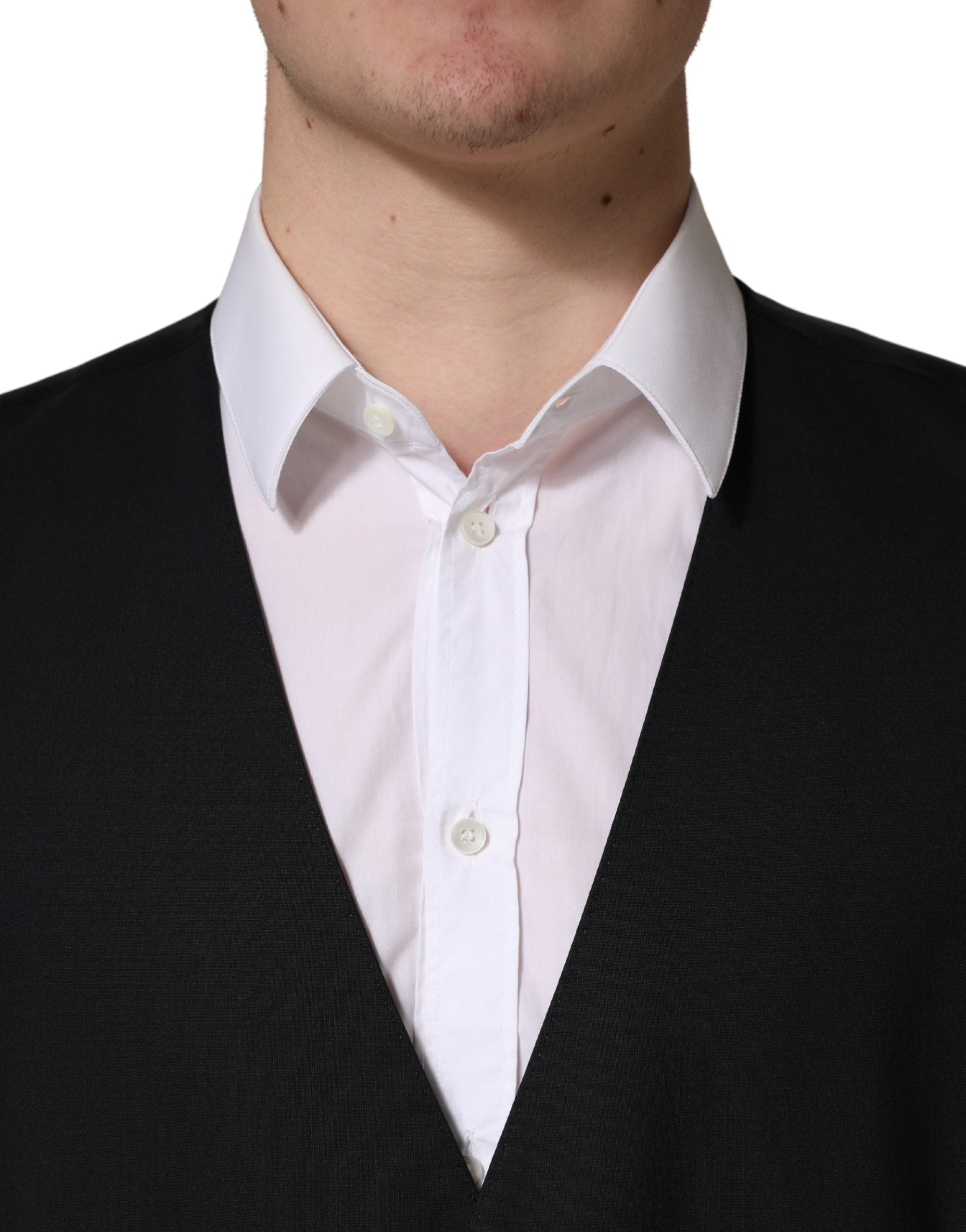 Dolce & Gabbana Schwarze Wollweste mit schmaler Passform