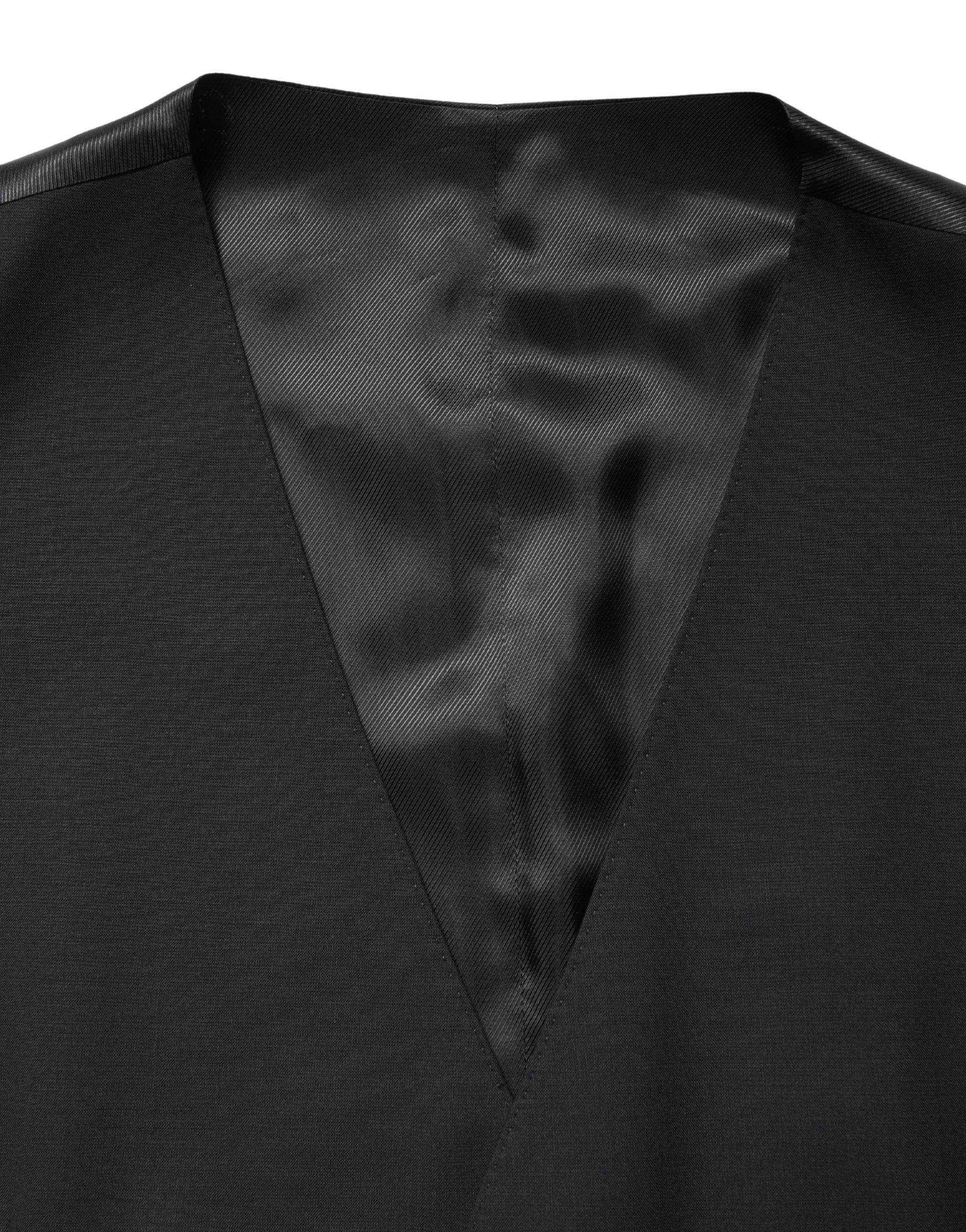 Dolce & Gabbana Schwarze Wollweste mit schmaler Passform