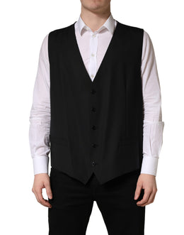 Dolce & Gabbana Schwarze Wollweste mit schmaler Passform
