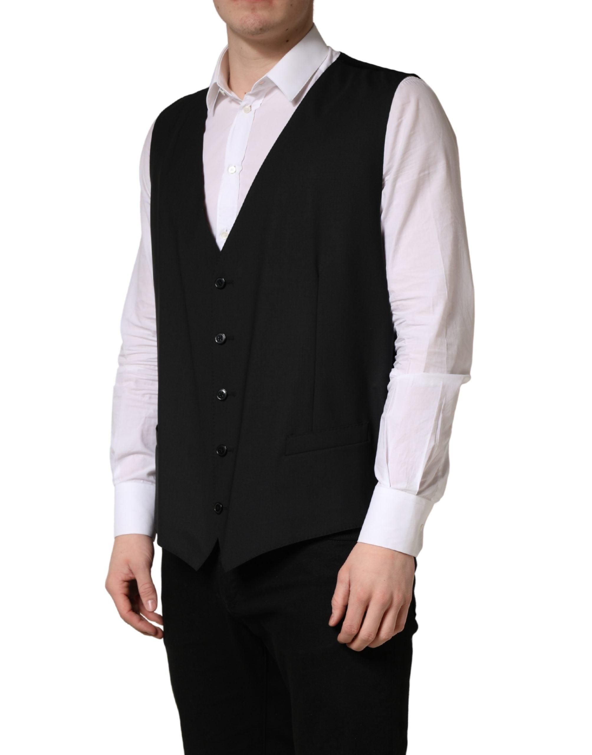 Dolce & Gabbana Schwarze Wollweste mit schmaler Passform
