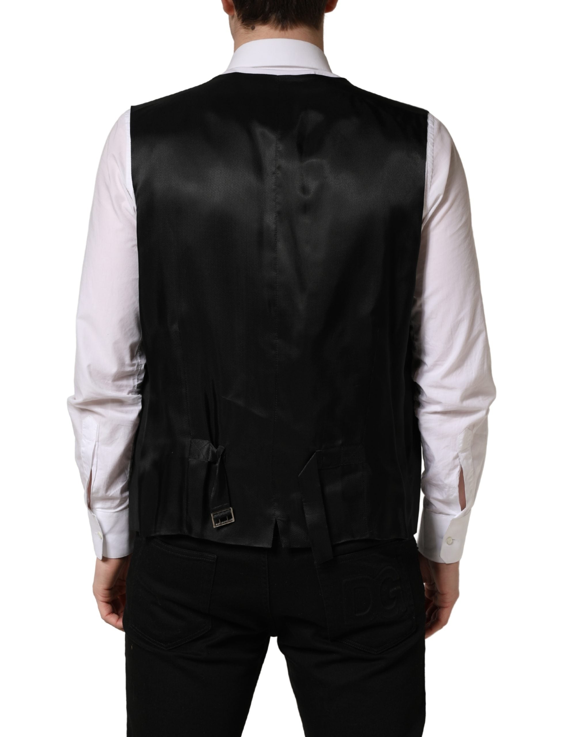 Dolce & Gabbana Schwarze Wollweste mit schmaler Passform