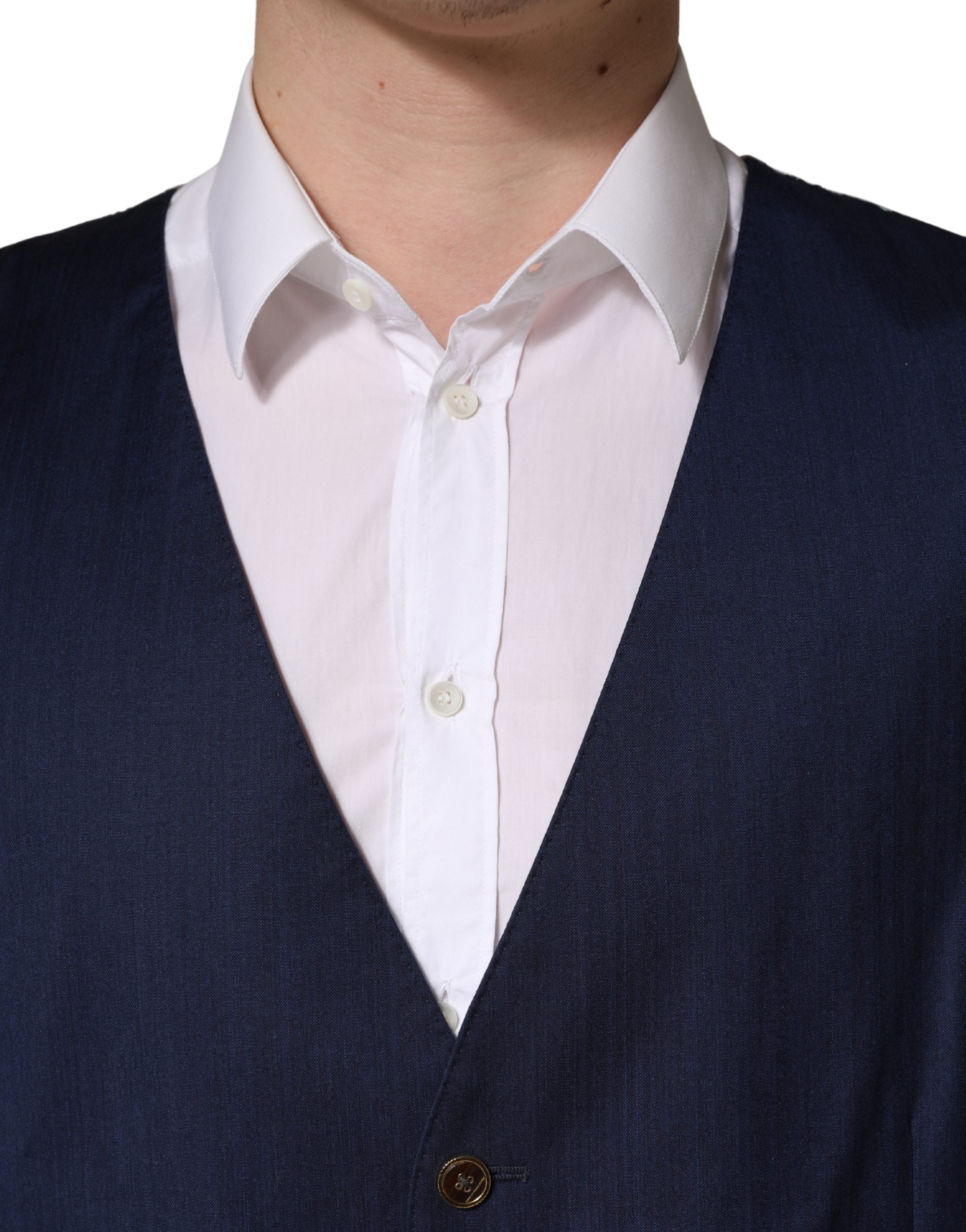 Dolce & Gabbana Marineblaue Wollweste für formelle Anlässe