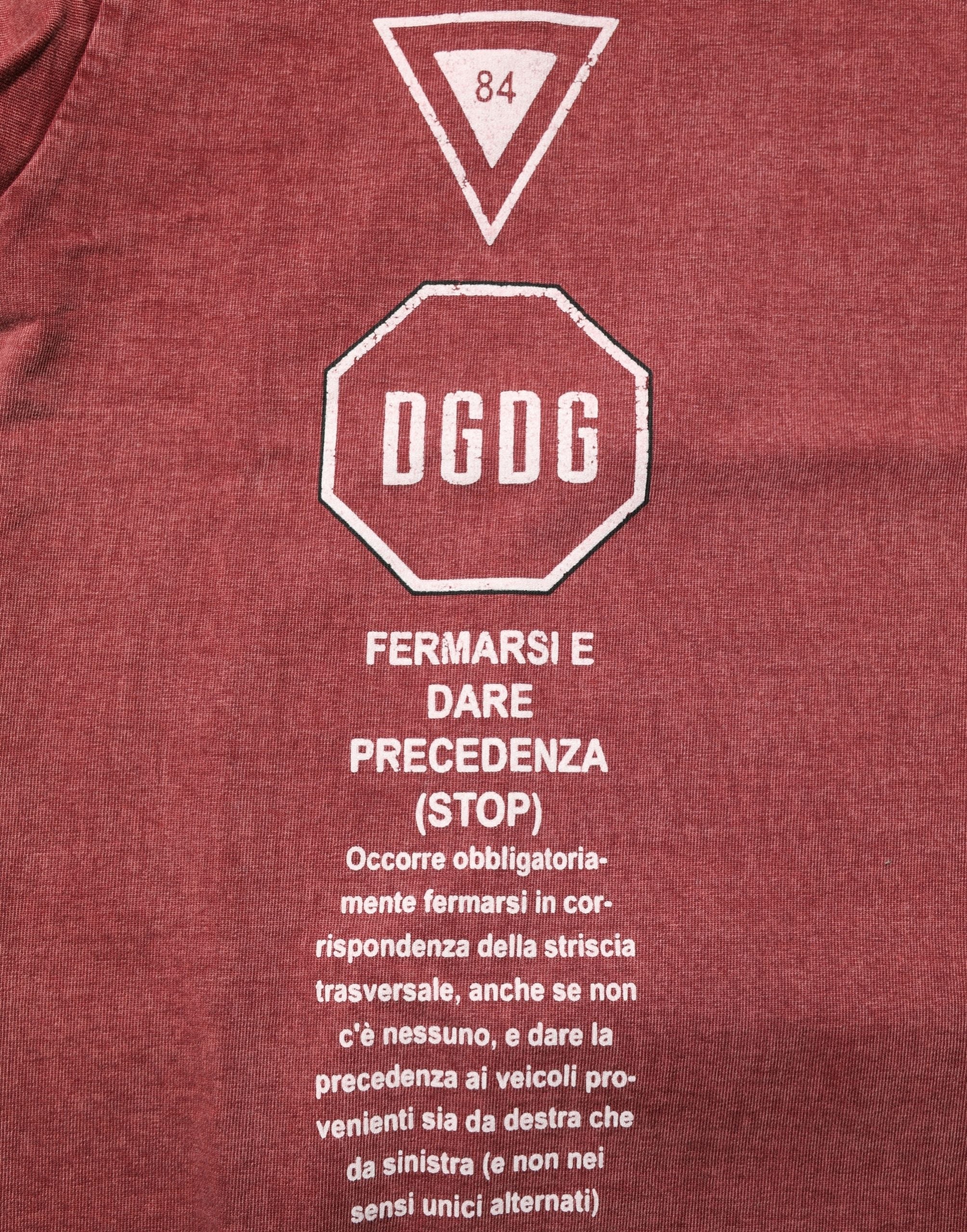 Dolce & Gabbana Maroon Print Rundhals-T-Shirt mit kurzen Ärmeln