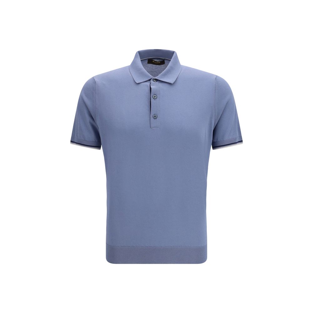 MooRER Blaues Baumwoll-Polohemd