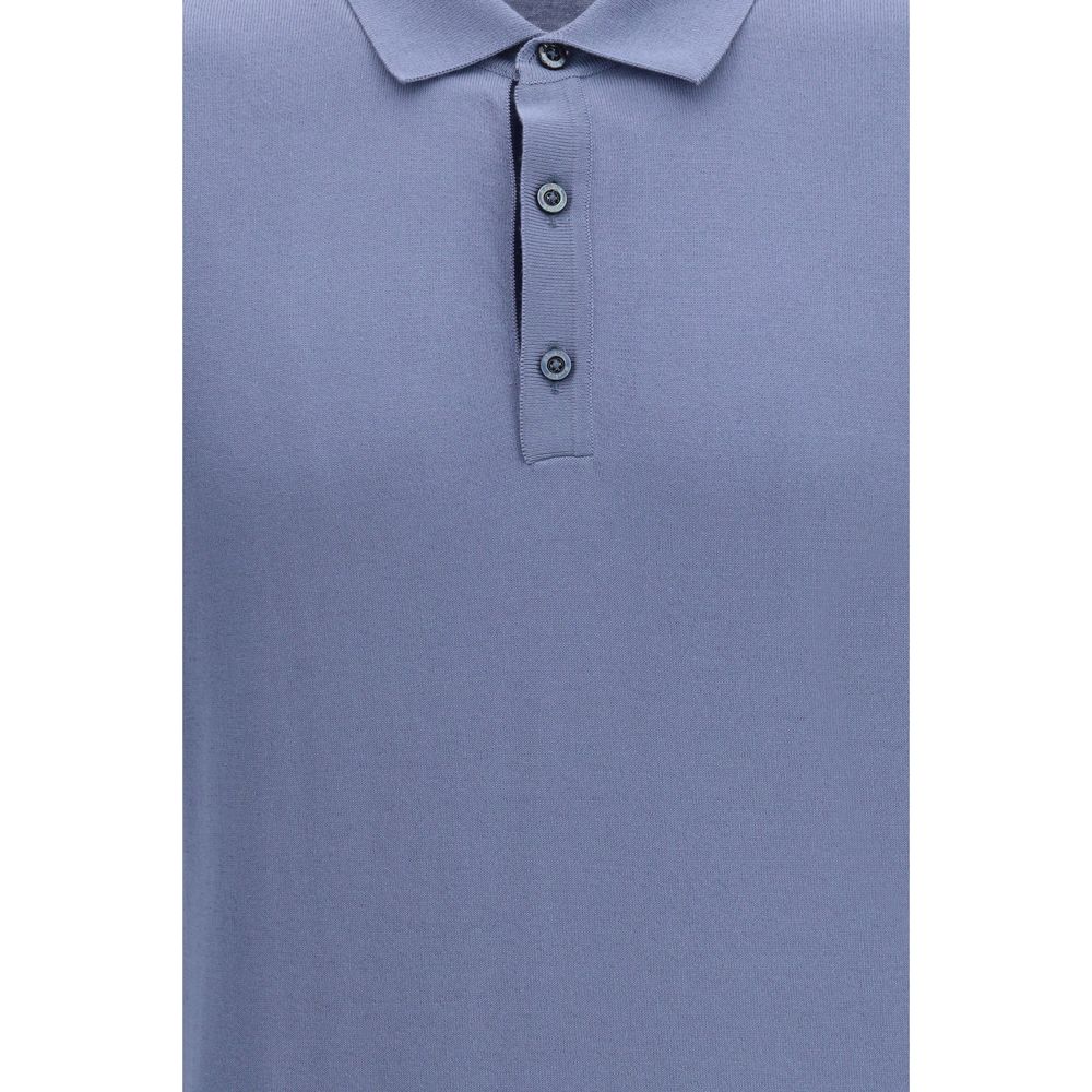 MooRER Blaues Baumwoll-Polohemd