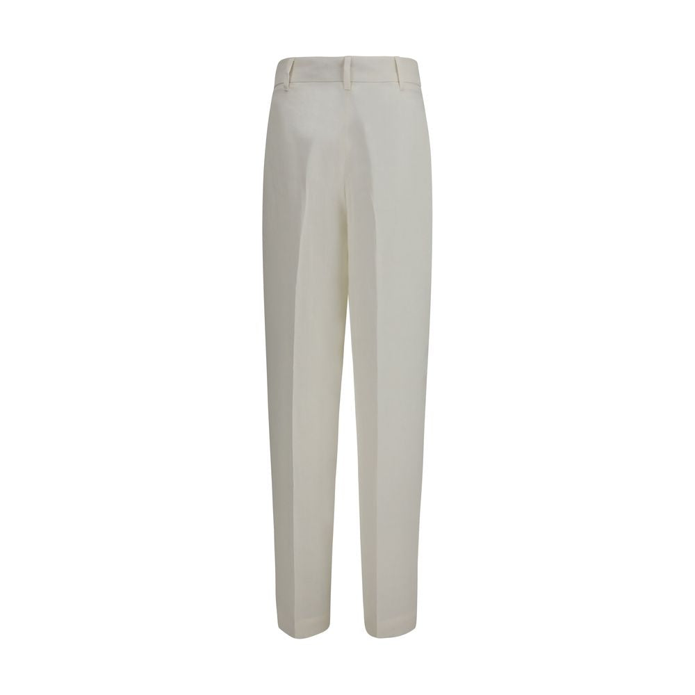 Max Mara Weiße Leinen-Freizeithose