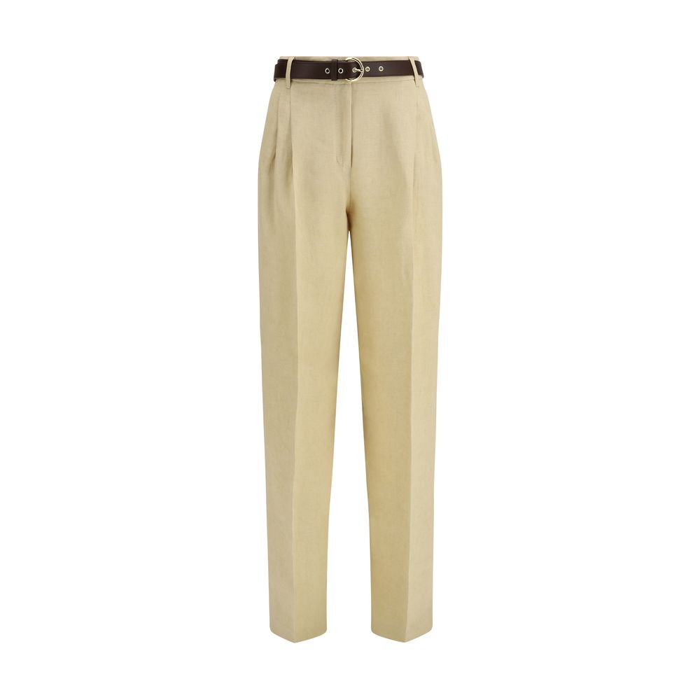 Max Mara Beige Leinen Freizeithose