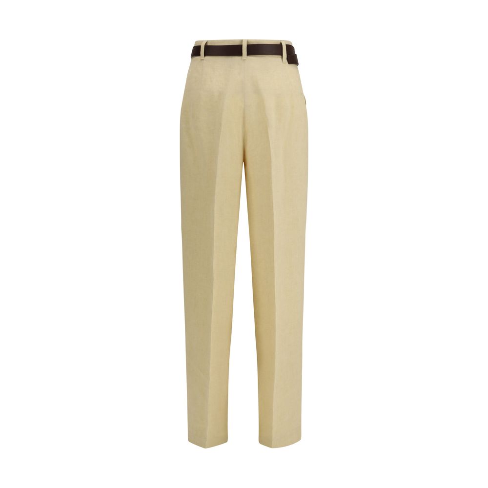 Max Mara Beige Leinen Freizeithose