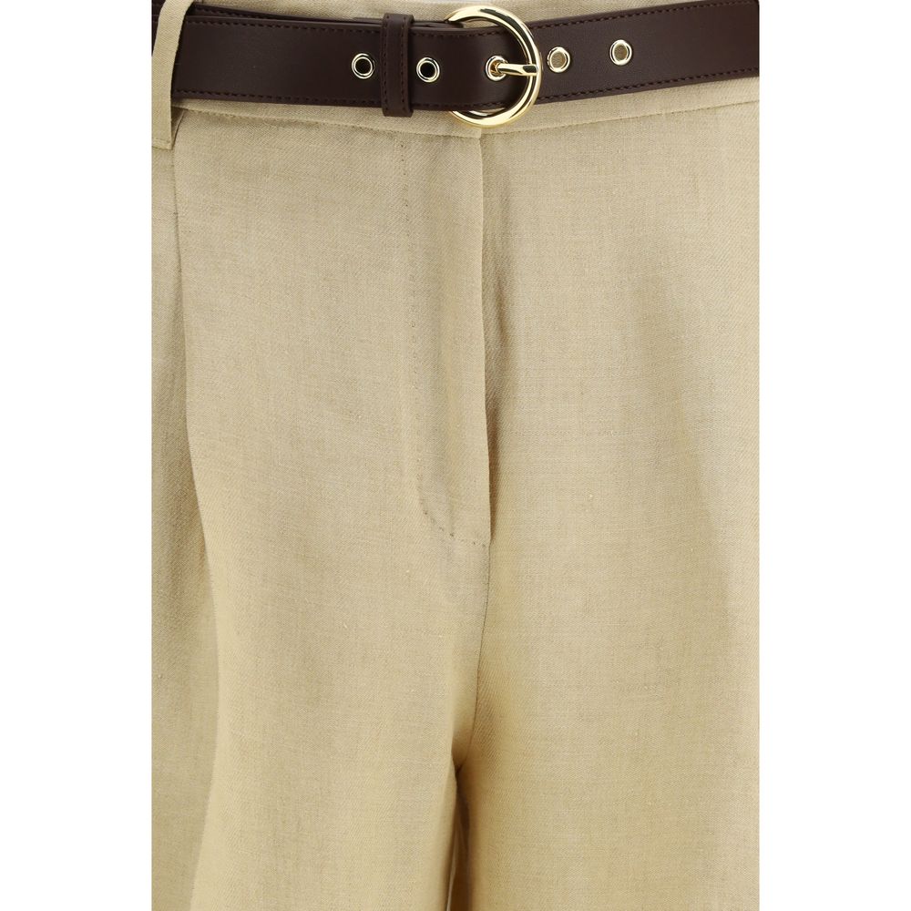 Max Mara Beige Leinen Freizeithose