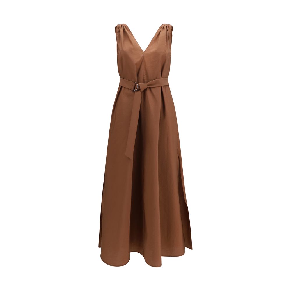 Brunello Cucinelli Braunes Polyamid Freizeitkleid