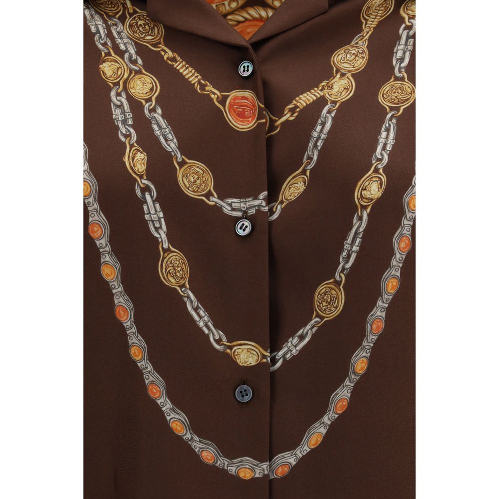 Versace Hemd mit braunem Stoffmuster
