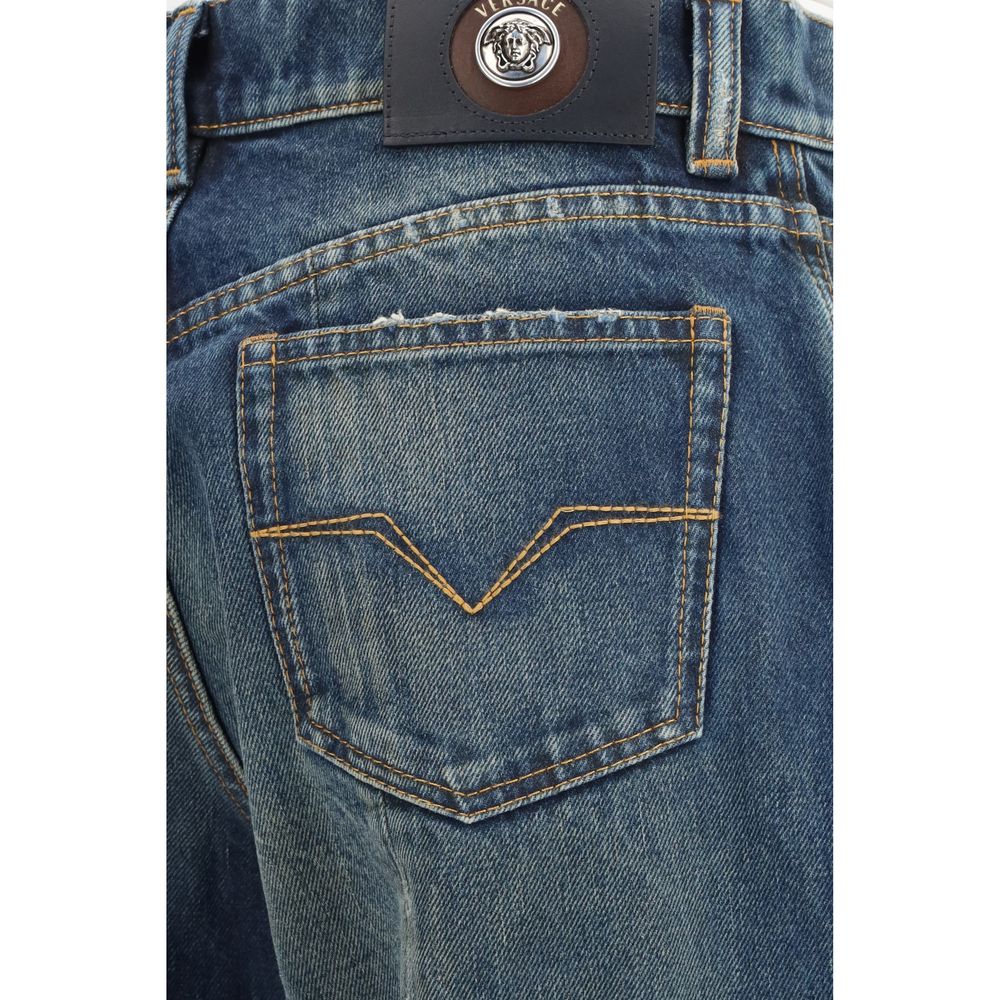 Versace Blaue Jeans aus Baumwolle im geraden Schnitt